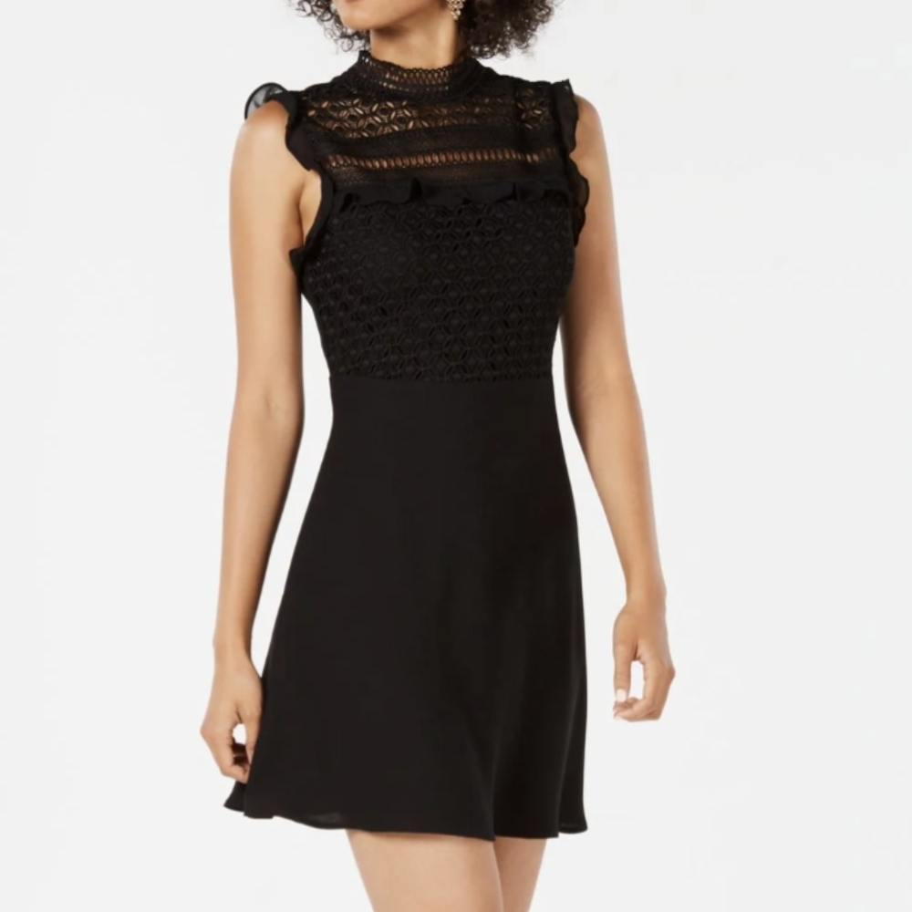 19 Cooper Women's Black Sleeveless Crochet Lace Sheath Dress NWT
